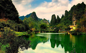 Nature, Trees, Grass, Sky, Lake HD wallpaper