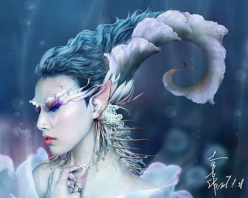 Weird beauty, cg, 3d, fantasy, geisha, girl, china HD wallpaper