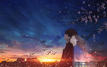 Haunted By Memories, anime-girl, anime-boy, love, couple, sad, artist, artwork, digital-art HD wallpaper