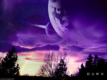 Dawn , planets, art, sunrise, purple, dawn, earth, fantasy, abstract, sky HD wallpaper