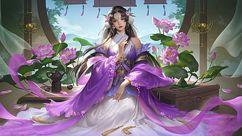 Lilac Lotus Beauty, art, , beautiful, girl, woman, digital, fantasy, flowers, lilac HD wallpaper