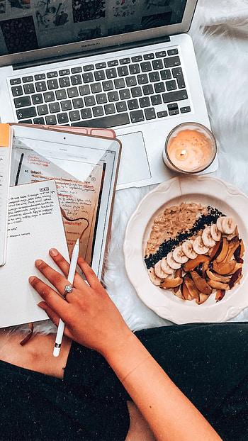Laptop Work, food HD phone wallpaper