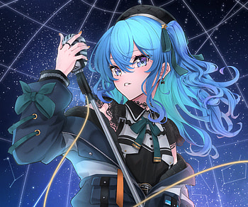 Hoshimachi Suisei, hololive, Hoshimachi Suisei, Anime, Virtual Youtuber HD wallpaper