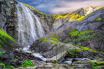 Engstligen Falls, Switzerland, bridge, waterfall, nature, switzerland HD wallpaper