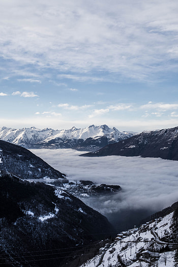 Nature, Sky, Mountains, Clouds, View From Above, Vertex, Tops HD phone wallpaper