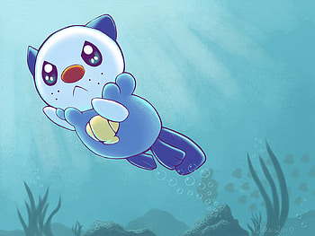 Oshawott to the rescue, sea, oshawott, fish, beauty HD wallpaper