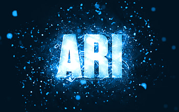 Happy Birtay Ari, , blue neon lights, Ari name, creative, Ari Happy Birtay, Ari Birtay, popular american male names, with Ari name, Ari HD wallpaper