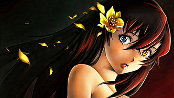BEAUTIFUL GIRL, girl, red hair, anime, flower HD wallpaper