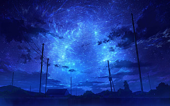 Anime Landscape, Blue Sky, Clouds, Scenery, Starry Night for MacBook Pro 17 inch HD wallpaper