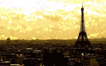 Gold Lights, Eiffel Tower illuminated, Hearts in the night, Love in the air HD wallpaper