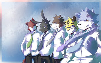 my silver, blue wolf, brown wolf, tiger, furry, black rabbit HD wallpaper
