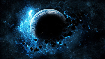 Universe, Bright, Flash, Glow, Planet, Asteroids HD wallpaper