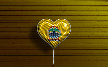 I Love Central Java, , realistic balloons, yellow wooden background, Day of Central Java, indonesian provinces, flag of Central Java, Indonesia, balloon with flag, Provinces of Indonesia, Central Java flag, Central Java HD wallpaper
