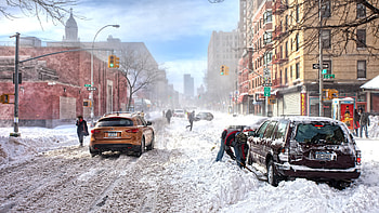 Transport, Landscape, Cities, Auto, Winter, Snow HD wallpaper