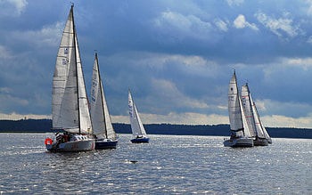 Sailboats, Latvia, yachts, lake HD wallpaper