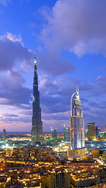cloud, sky, city, Burj Khalifa, man made, Dubai HD phone wallpaper