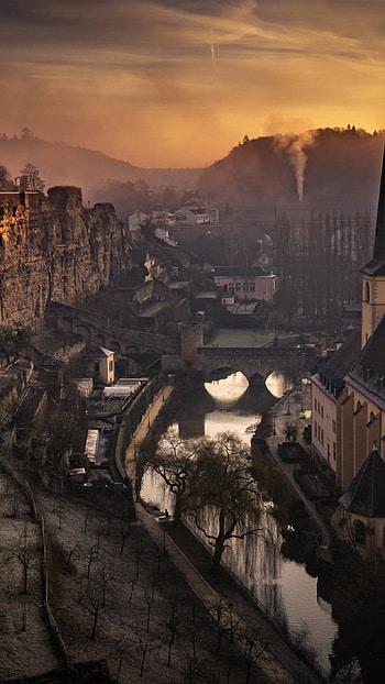 Luxembourg City, Sunset, Cityscape Charm, St. Michael's Church HD phone wallpaper