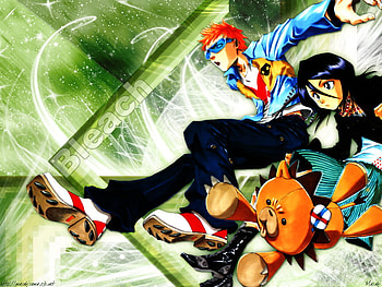 Bleach, girl, anime, boy, stuff animal HD wallpaper