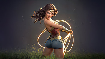 Wonder Woman Lightning Gaze, wonder-woman, superheroes, artwork, artist, digital-art, deviantart HD wallpaper