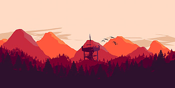 Art, Mountains, Vector, Forest, Tower HD wallpaper