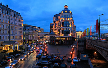 Street, , Moscow, Building, Car, City, Light, Night, Russia, Cities HD wallpaper