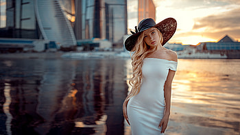 Hat, lady, pretty, blonde HD wallpaper