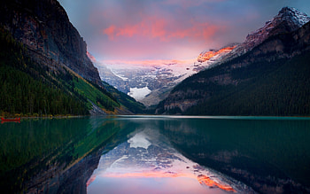 Lake Louise, Banff National Park's beauty, Canadian flag , Rocky Mountain's charm HD wallpaper