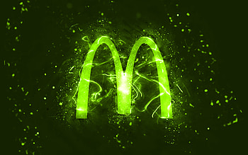 McDonalds lime logo, , lime neon lights, creative, lime abstract background, McDonalds logo, brands, McDonalds HD wallpaper