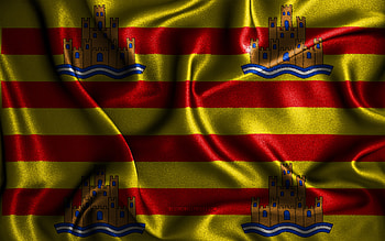 Ibiza flag, , silk wavy flags, spanish cities, Day of Ibiza, Flag of Ibiza, fabric flags, 3D art, Ibiza, cities of Spain, Ibiza 3D flag HD wallpaper