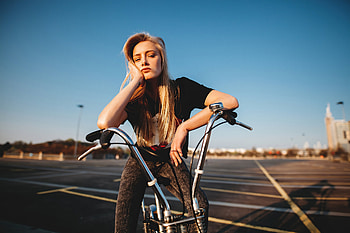 Girl Bicycle Jeans , girls, model, bicycle, jeans HD wallpaper