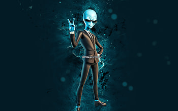 Human Bill, , blue neon lights, Fortnite Battle Royale, Fortnite characters, Human Bill Skin, Fortnite, Human Bill Fortnite HD wallpaper