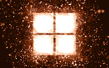 Microsoft brown logo, , brown neon lights, creative, brown abstract background, Microsoft logo, brands, Microsoft HD wallpaper