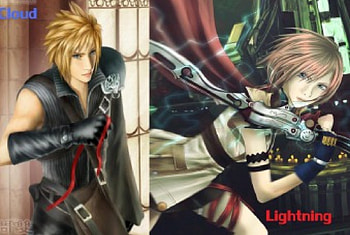 The Swordsman and Swordswoman, lightning, final fantasy, ff7, ff13, cloud HD wallpaper