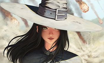 Witch, halloween, fantasy, girl, luminos, hat HD wallpaper