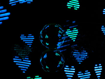 Reflection, Dark, Neon, Ball, Heart HD wallpaper