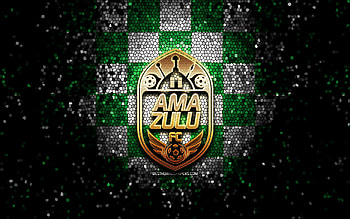 AmaZulu FC, glitter logo, Premier Soccer League, green white checkered background, soccer, South African football club, AmaZulu FC logo, mosaic art, football, PSL HD wallpaper