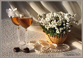 With Love, white, perls, still live, glass, flowers, choclate, wine HD wallpaper