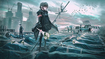 Anime Girl With Flower Funeral Background Anime Girl HD wallpaper