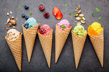 Colorful frozen delight, Tasty ice cream cone, Vibrant food , Yummy treat HD wallpaper