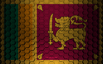 Sri Lanka flag, 3d hexagons texture, Sri Lanka, 3d texture, Sri Lanka 3d flag, metal texture, flag of Sri Lanka HD wallpaper