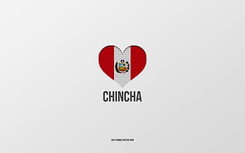 I Love Chincha, Peruvian cities, Day of Chincha, gray background, Peru, Chincha, Peruvian flag heart, favorite cities, Love Chincha HD wallpaper
