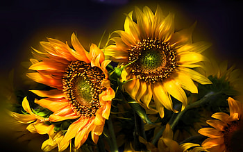 Sunflower, Vibrant yellow blooms, Sun-kissed petals, Energetic beauty HD wallpaper