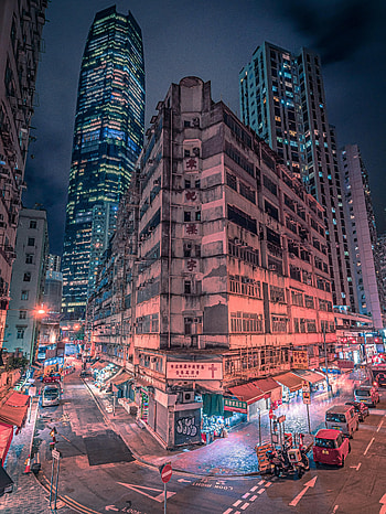 Cities, Building, Road, Night City, Skyscrapers, Neon HD phone wallpaper