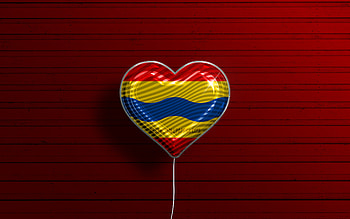 I Love Overijssel, , realistic balloons, red wooden background, Day of Overijssel, dutch provinces, flag of Overijssel, Netherlands, balloon with flag, Provinces of Netherlands, Overijssel flag, Overijssel HD wallpaper