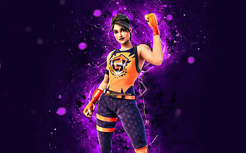The Champion, , violet neon lights, Fortnite Battle Royale, Fortnite characters, The Champion Skin, Fortnite, The Champion Fortnite HD wallpaper