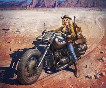 Girl On Bike Artwork, artwork, artist, digital-art, bike, deviantart HD wallpaper