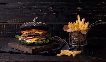 Food, Burger, French Fries, Still Life HD wallpaper