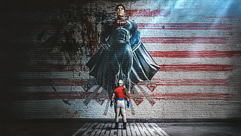 Peacemaker Watching Superman Wall Painiting, peacemaker-season-2, peacemaker, superman, superheroes, tv-shows, poster, john-cena, artwork, art, digital-art HD wallpaper