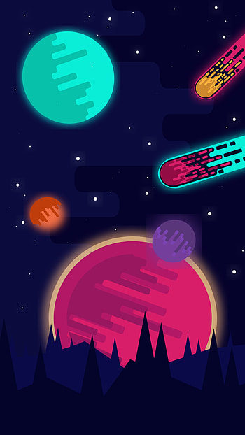 Space minimal., red, magenta, art, minimal, planets HD phone wallpaper