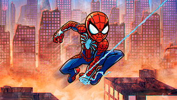Spider Man Dynamic Pose, spiderman, superheroes, artwork, digital-art HD wallpaper